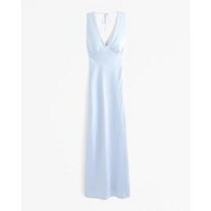 Abercrombie Plunge Cowl Back Maxi Dress in Blue